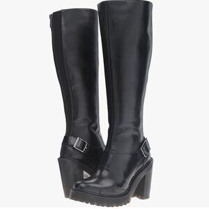 Dr. Martens Lyanna Knee High Heeled Boots Black Women's Size 9 Leather Platform